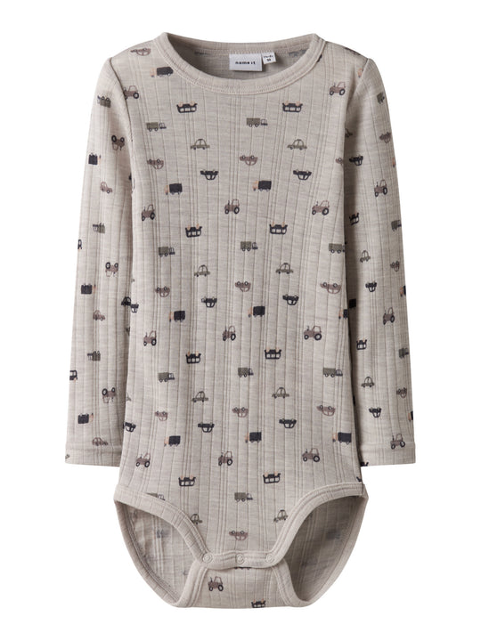 name it mini WANG WOOL NEEDLE LS BODY - Nacreous Cloud | Small cars - Torgunns Barneklær AS