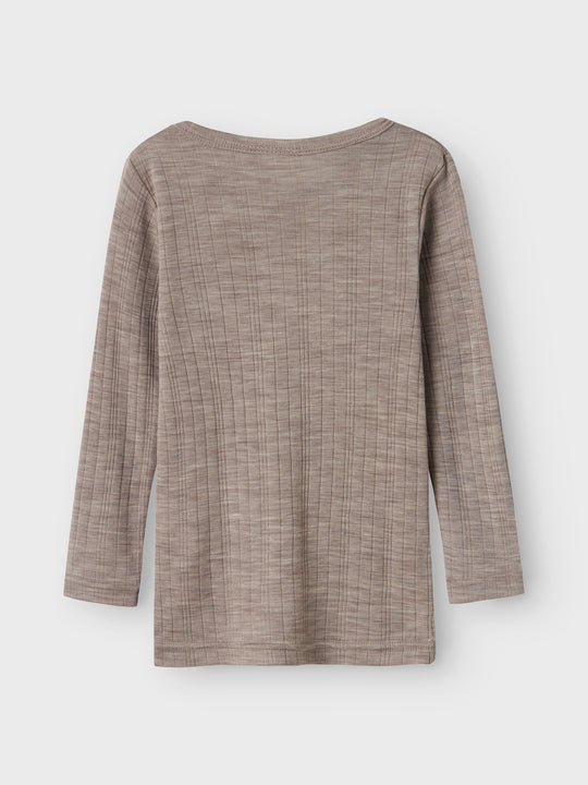 name it mini WANG WOOL NEEDLE LS TOP SOLID NOOS - Satellite - Torgunns Barneklær AS