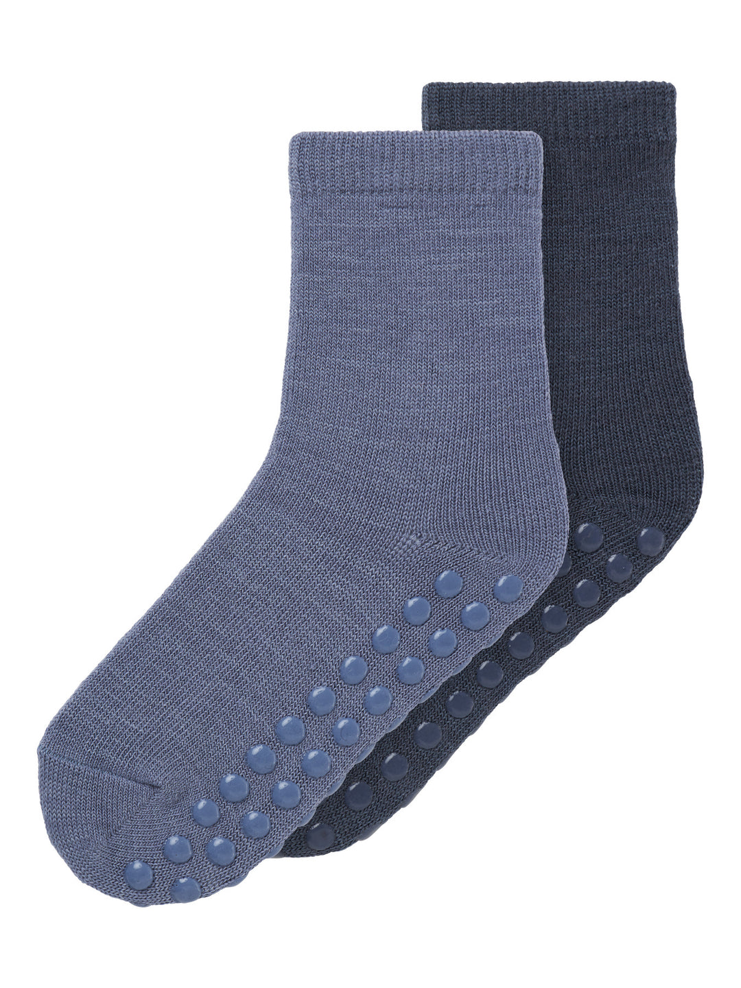name it mini WOOL WAK 2PK ANTISLIP SOCK - Folkstone Gray - Torgunns Barneklær AS
