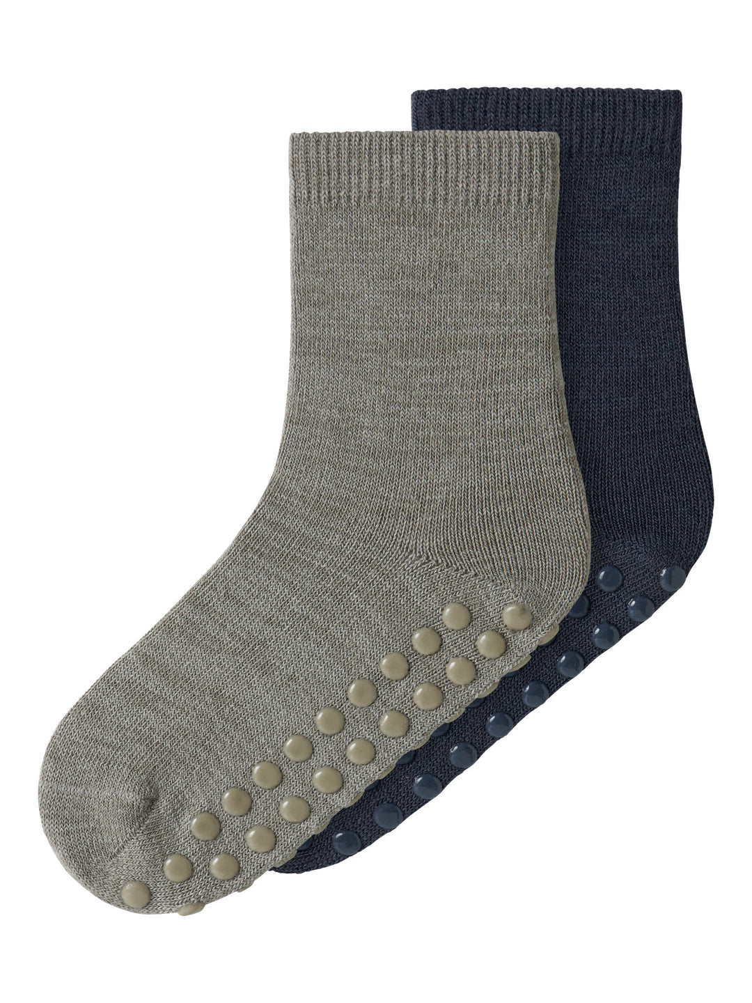 name it mini WOOL WAK 2PK ANTISLIP SOCK - Dried Sage - Torgunns Barneklær AS
