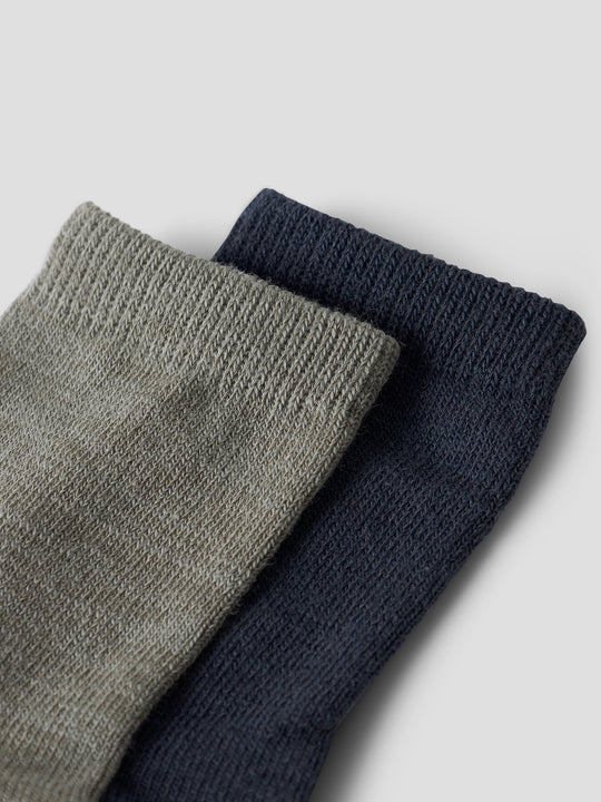 name it mini WOOL WAK 2PK ANTISLIP SOCK - Dried Sage - Torgunns Barneklær AS