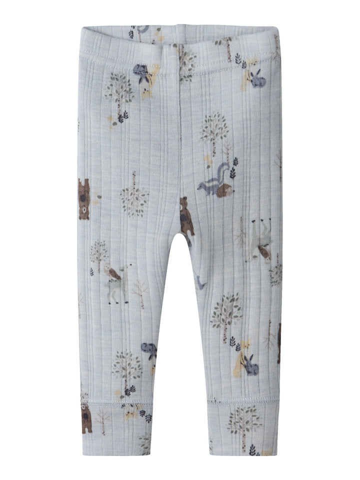 name it baby WANG WOOL Needle Legging noos - Arctic Ice | Forest Animal