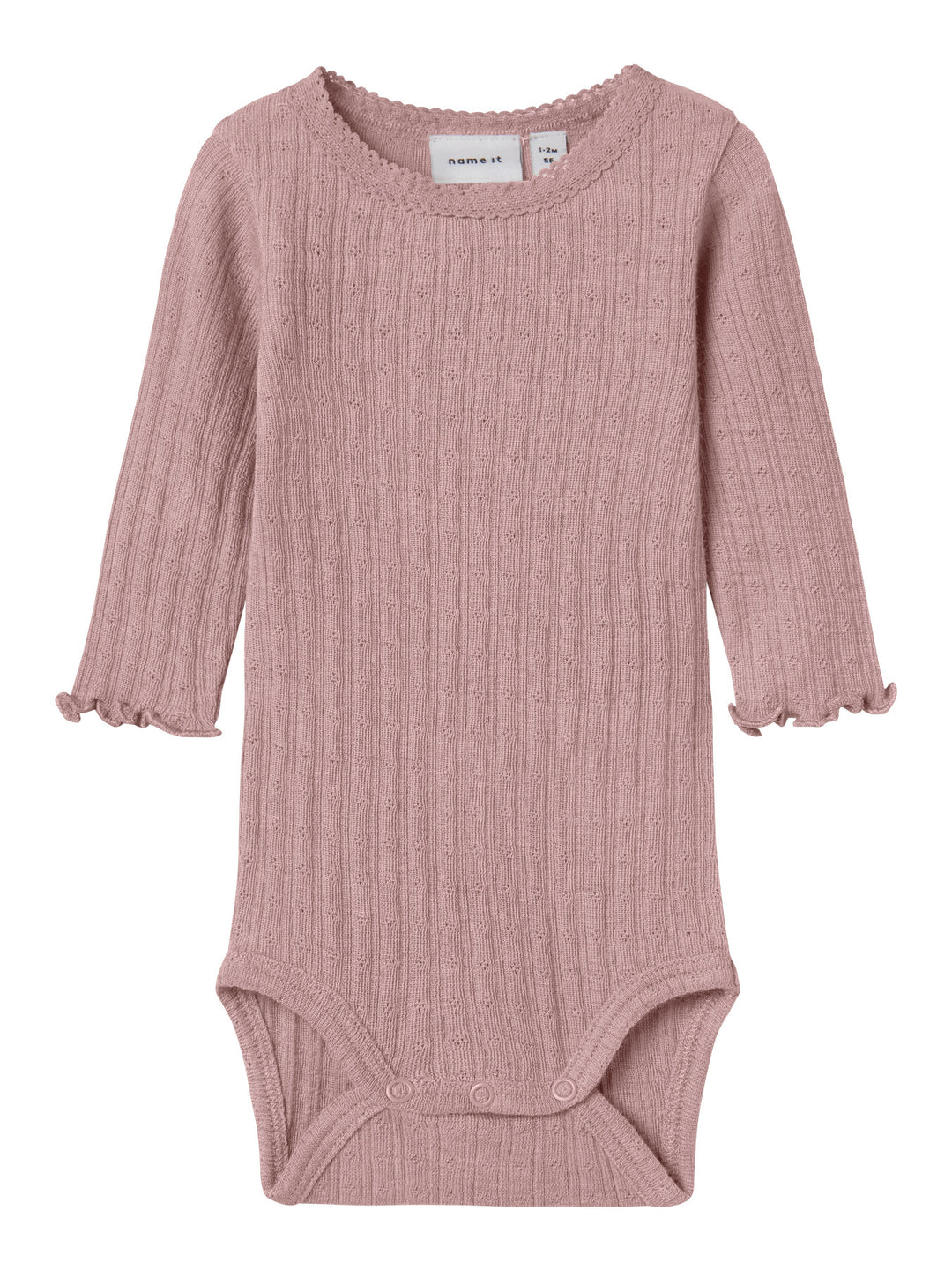 name it baby ULL/SILKE WOSSA RIB LS BODY - Antler - Torgunns Barneklær AS