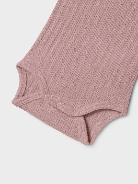 name it baby ULL/SILKE WOSSA RIB LS BODY - Antler - Torgunns Barneklær AS