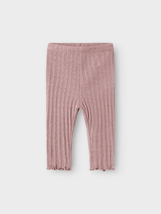 name it baby ULL/SILKE WOSSA RIB LEGGING - Antler - Torgunns Barneklær AS