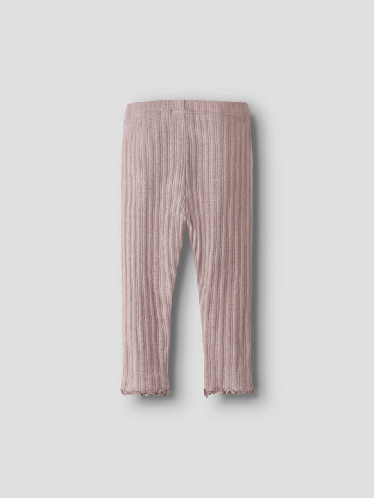 name it baby ULL/SILKE WOSSA RIB LEGGING - Shadow Gray - Torgunns Barneklær AS