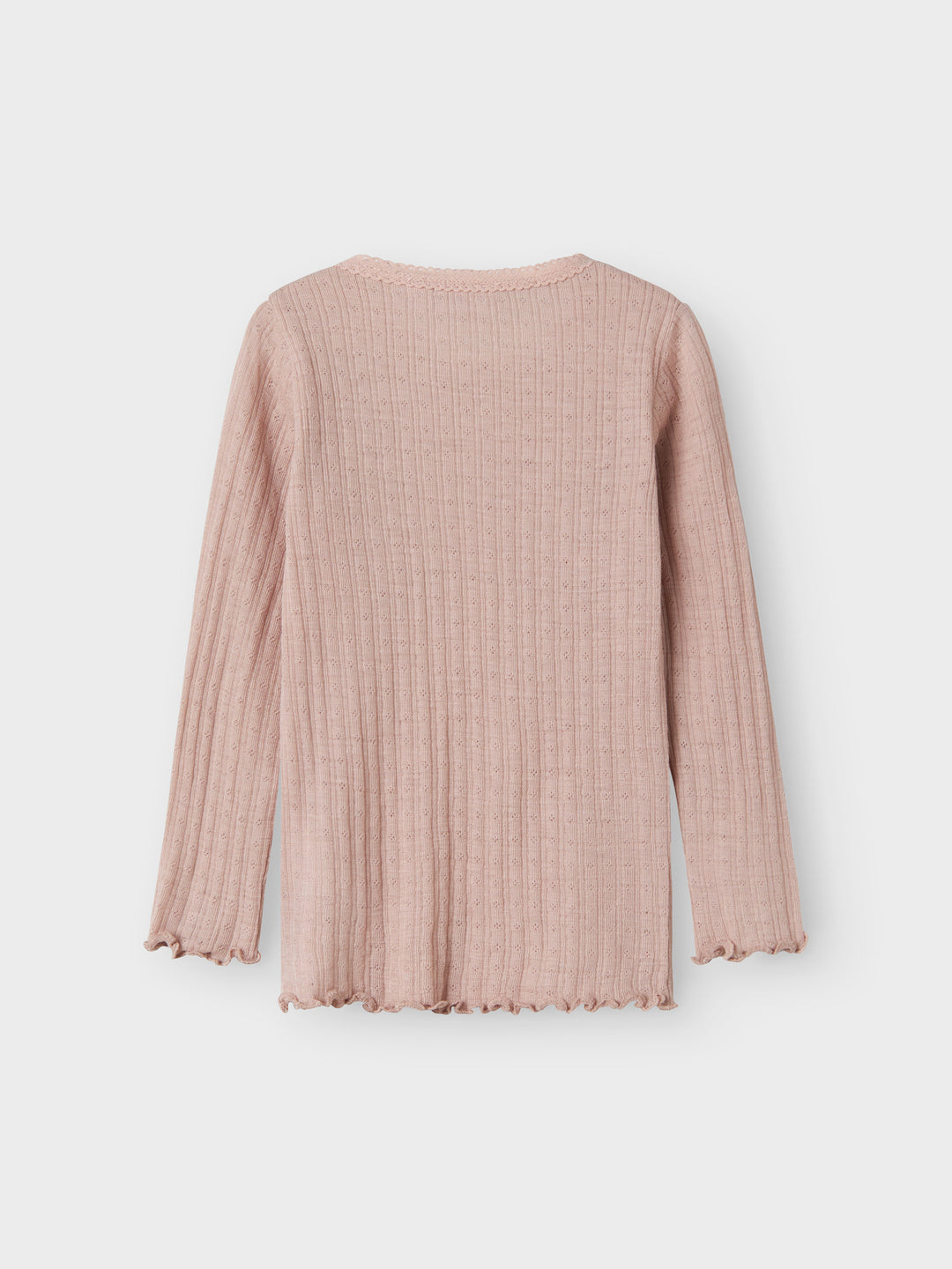 name it mini ULL/SILKE WOSSA RIB LS TOP - Shadow Gray - Torgunns Barneklær AS