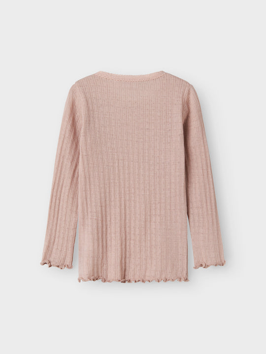 name it mini ULL/SILKE WOSSA RIB LS TOP - Shadow Gray - Torgunns Barneklær AS