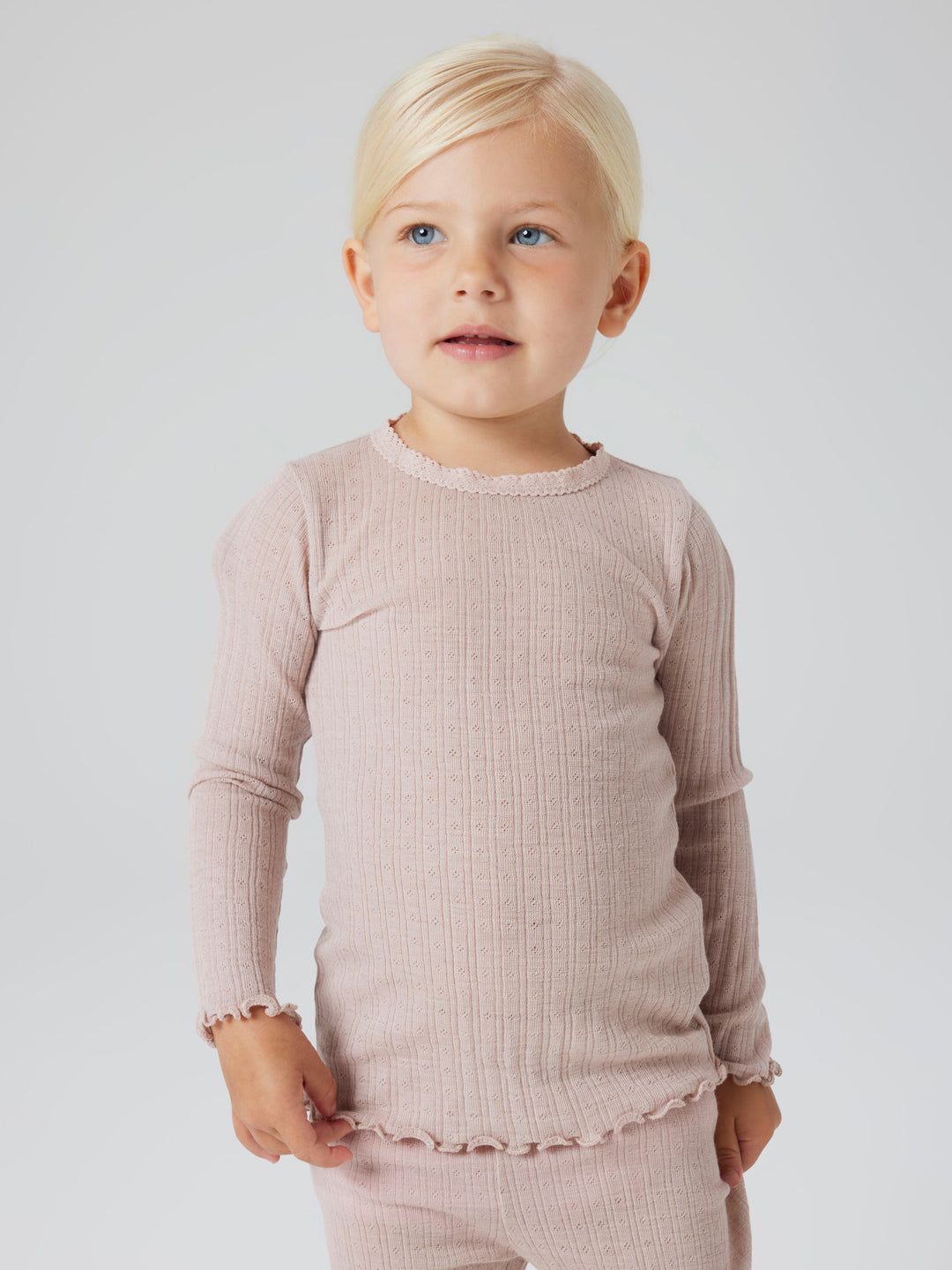 name it mini ULL/SILKE WOSSA RIB LS TOP - Shadow Gray - Torgunns Barneklær AS