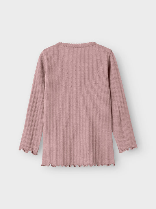 name it mini ULL/SILKE WOSSA RIB LS TOP - Antler - Torgunns Barneklær AS