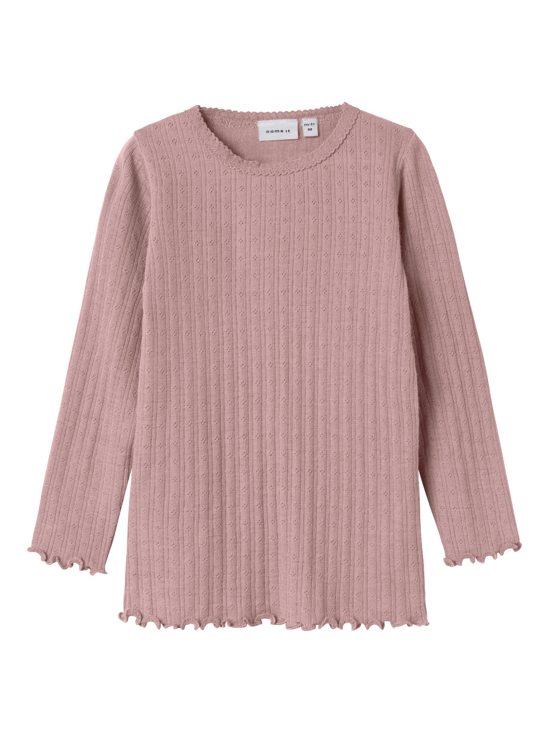 name it mini ULL/SILKE WOSSA RIB LS TOP - Antler - Torgunns Barneklær AS