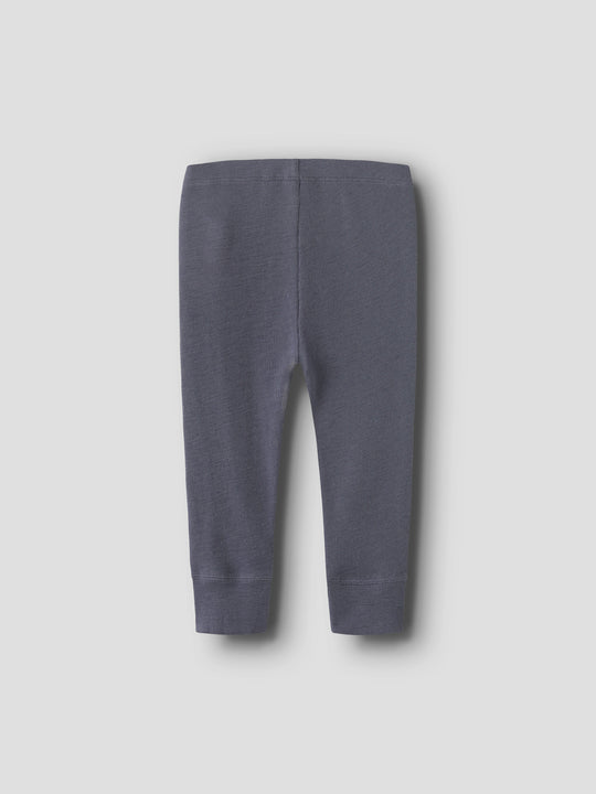 name it baby ULL/SILKE WOSSA RIB LONGJOHN - Folkstone Gray - Torgunns Barneklær AS