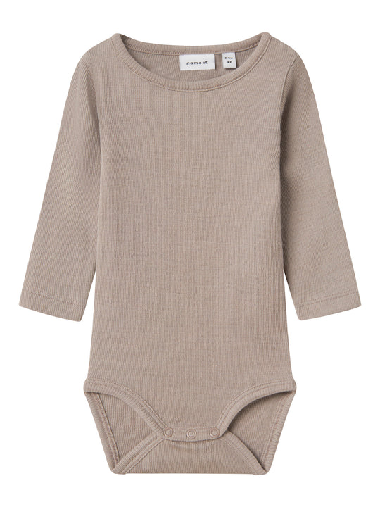name it baby ULL/SILKE WOSSA RIB LS BODY - Satellite - Torgunns Barneklær AS