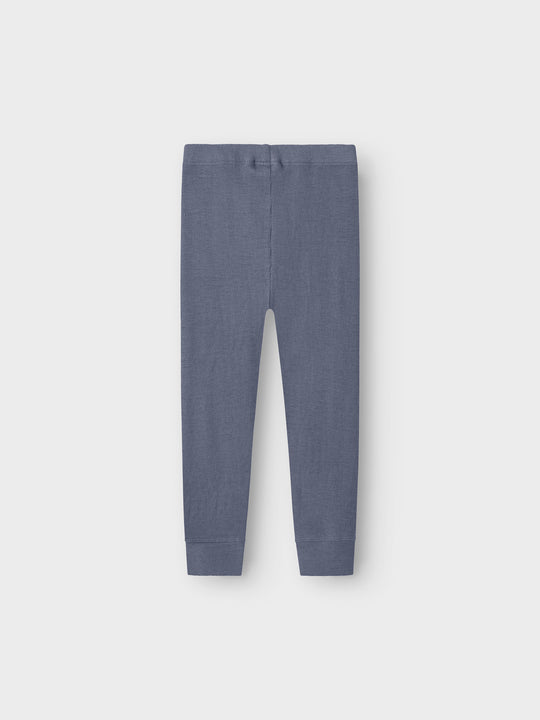 name it mini ULL/SILKE WOSSA RIB LONGJOHN - Folkstone Gray - Torgunns Barneklær AS