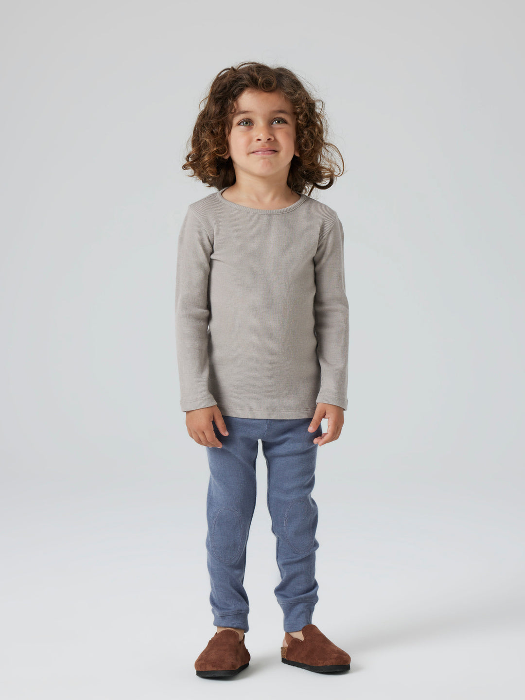 name it mini ULL/SILKE WOSSA RIB LONGJOHN - Folkstone Gray - Torgunns Barneklær AS