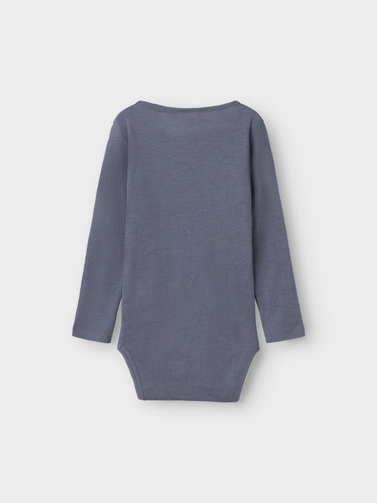 name it mini ULL/SILKE WOSSA RIB LS BODY - Folkstone Gray - Torgunns Barneklær AS