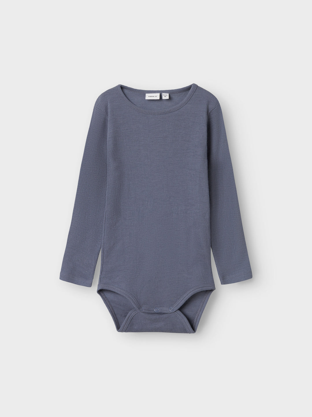 name it mini ULL/SILKE WOSSA RIB LS BODY - Folkstone Gray - Torgunns Barneklær AS