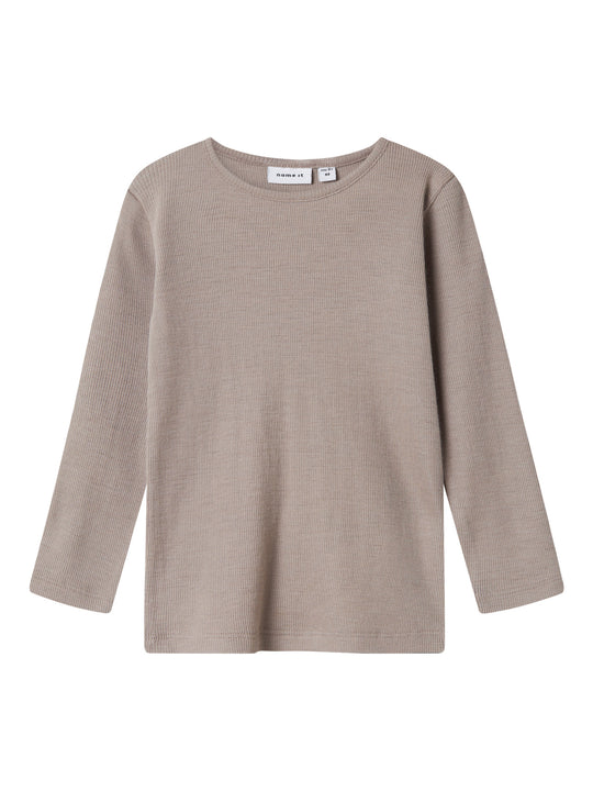 name it mini ULL/SILKE WOSSA RIB LS TOP - Satellite - Torgunns Barneklær AS