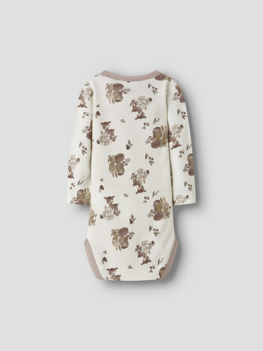 name it baby WILLU WOOL LS BODY - Snow White | Forest animals - Torgunns Barneklær AS