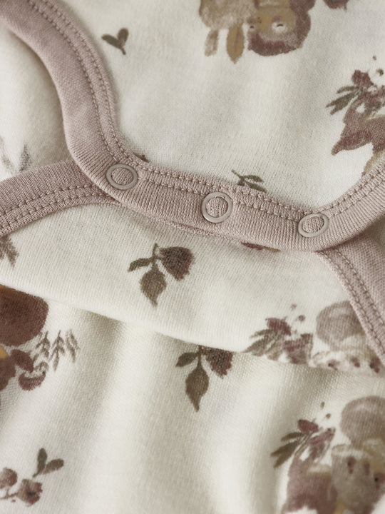 name it baby WILLU WOOL LS BODY - Snow White | Forest animals - Torgunns Barneklær AS