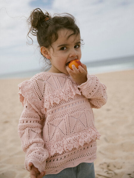 Lil' Atelier Mini DAMIA LS LOOSE KNIT - Peach Whip