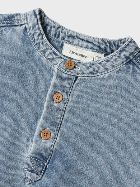 Lil' Atelier Mini FUNDO SS LOOSE DNM SHIRT - Medium Blue Denim