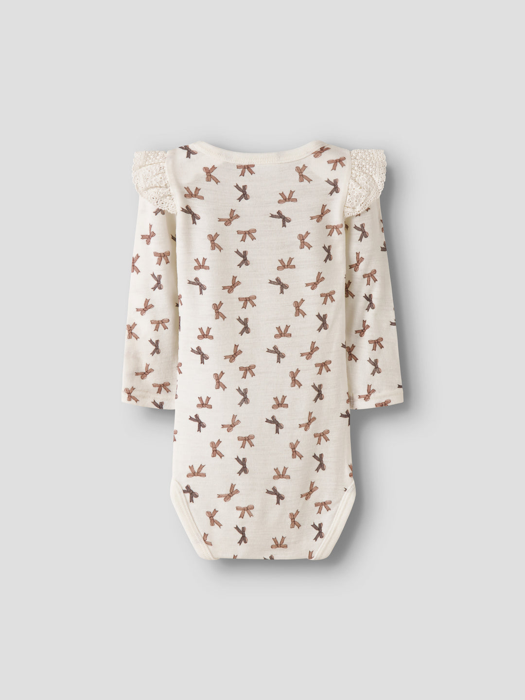 name it baby WANG WOOL RIB LS BODY AOP W/FLOUNCE - Snow White | Bows - Torgunns Barneklær AS