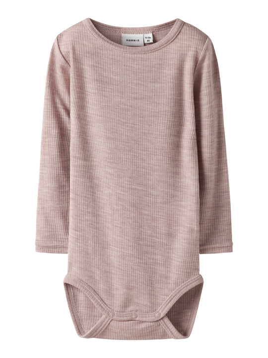 name it baby WAX WOOL RIB LS BODY NOOS - Shadow Gray - Torgunns Barneklær AS