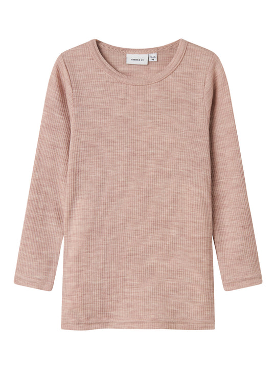 name it mini WAX WOOL RIB LS TOP NOOS - Shadow Gray - Torgunns Barneklær AS