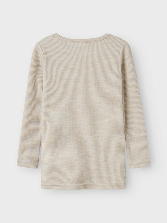 name it mini WAX WOOL RIB LS TOP NOOS - Nacreous Cloud - Torgunns Barneklær AS