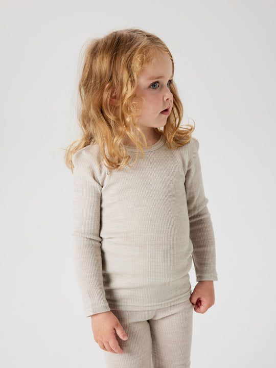 name it mini WAX WOOL RIB LS TOP NOOS - Nacreous Cloud - Torgunns Barneklær AS