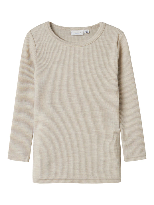 name it mini WAX WOOL RIB LS TOP NOOS - Nacreous Cloud - Torgunns Barneklær AS