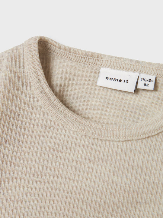 name it mini WAX WOOL RIB LS TOP NOOS - Nacreous Cloud - Torgunns Barneklær AS