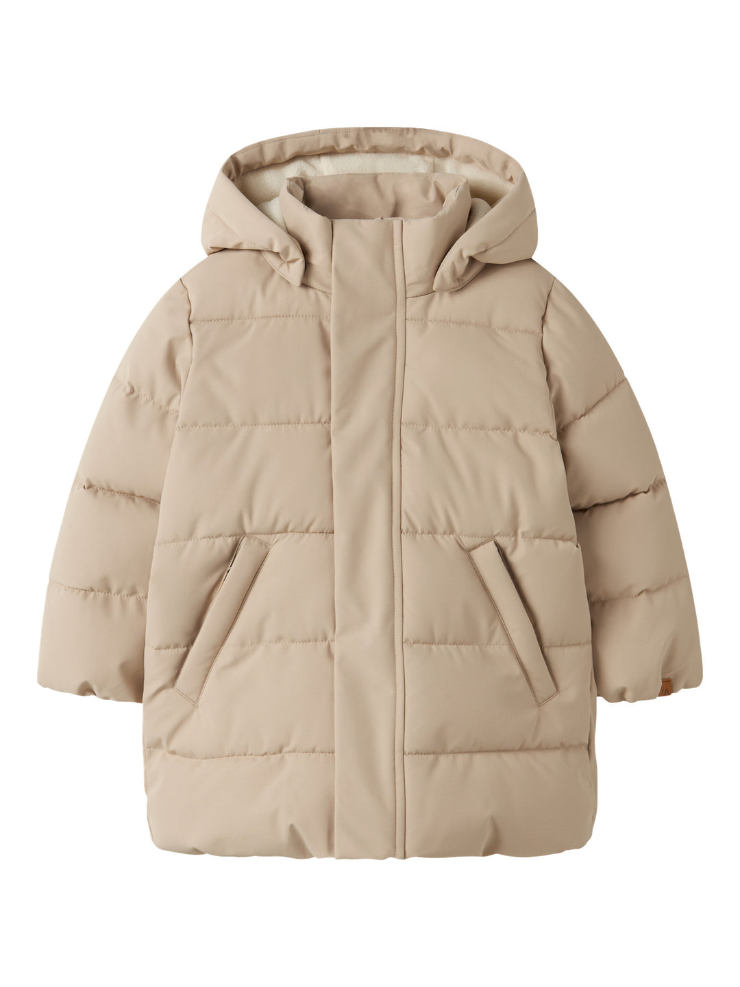 Lil' Atelier Mini LAMEDOW03 PUFFER LONG JACKET - Oxford Tan - Torgunns Barneklær AS