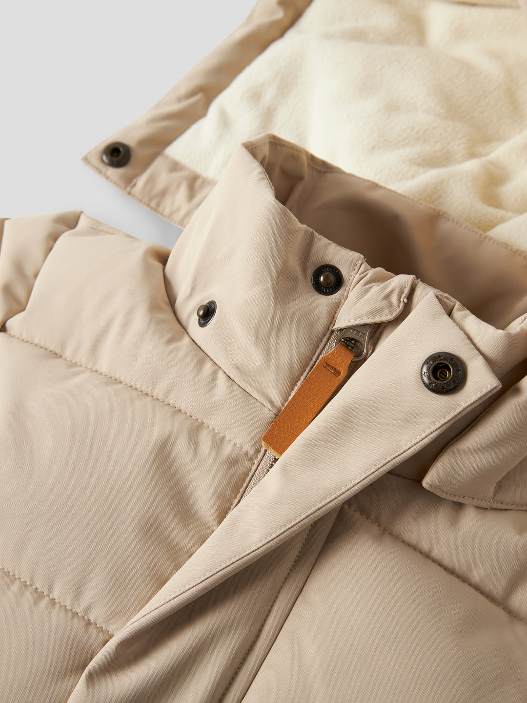 Lil' Atelier Mini LAMEDOW03 PUFFER LONG JACKET - Oxford Tan - Torgunns Barneklær AS