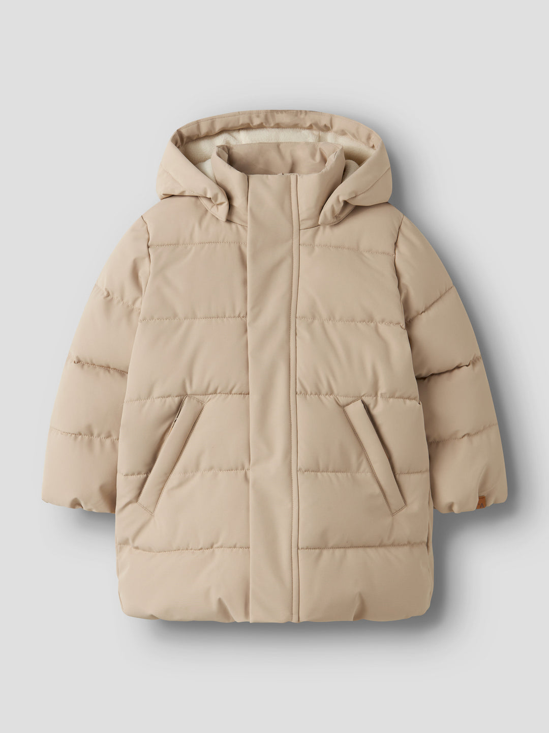 Lil' Atelier Mini LAMEDOW03 PUFFER LONG JACKET - Oxford Tan - Torgunns Barneklær AS