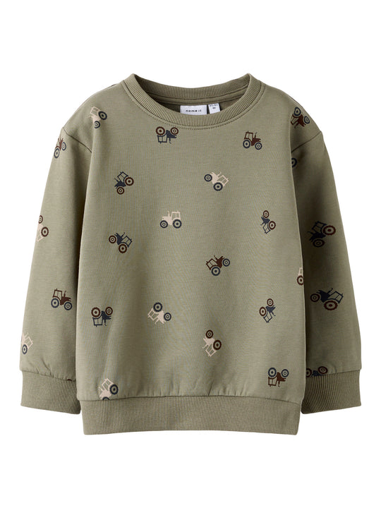 name it mini NIVANO LS SWEAT - Dusty Olive - Torgunns Barneklær AS