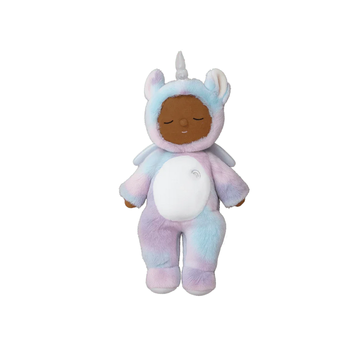 Myk unicorn plysdukke i pastellfarger for spedbarn og småbarn