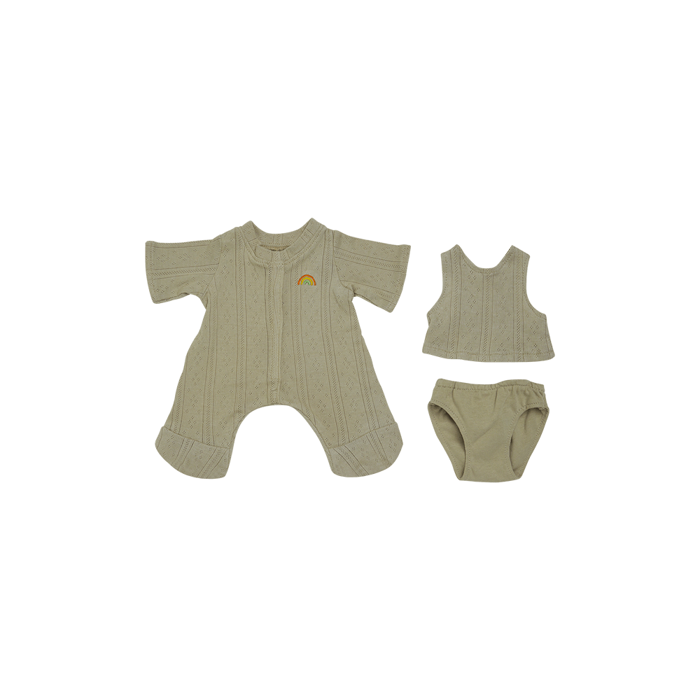 Olli Ella | Dinkum Dolls Pointelle PJ Set - Sage | Torgunns Barneklær AS