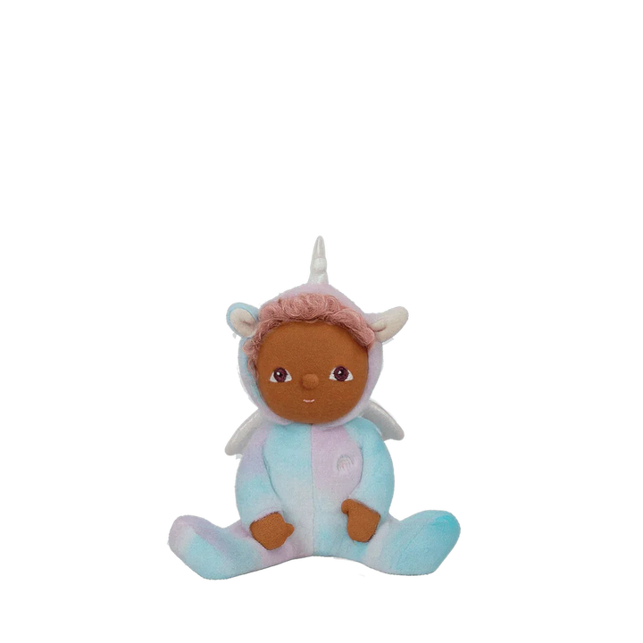 Myk unicorndukke i pastellfarger, perfekt som babygave eller barneklærtilbehør for små barn.