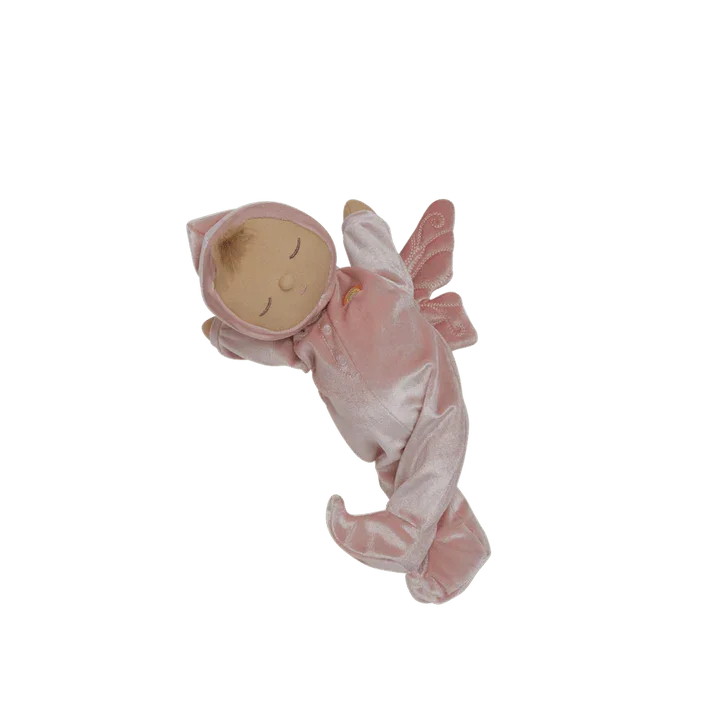 Myk rosa engelkose for baby, med vinger og hette, ideell som barneklær eller babyutstyr