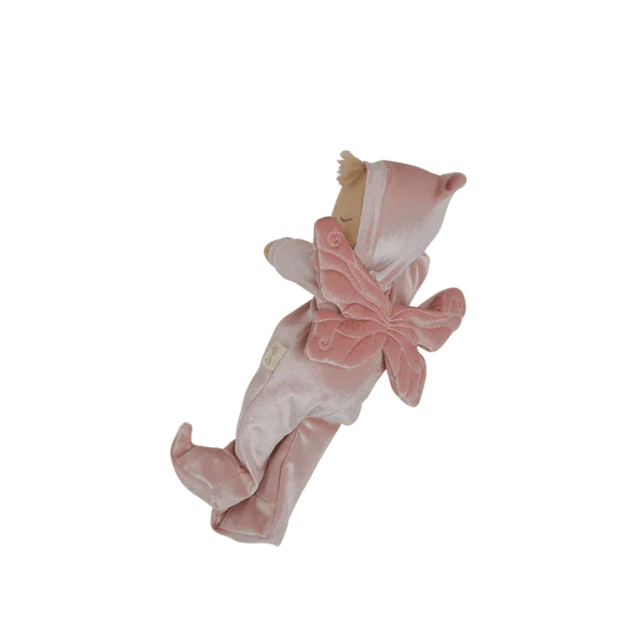Myk rosa engeldukke i fløyel med vinger, perfekt som babygave eller barneklær til små barn