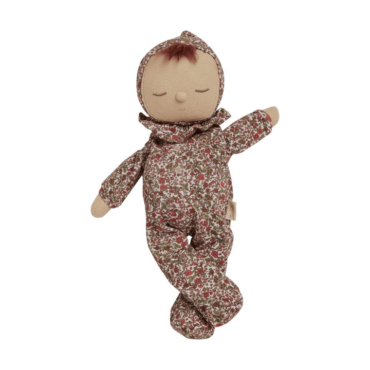 Myk blomsterpyjamasdukke for spedbarn, perfekt babyutstyr med søt hette og blomstermønster