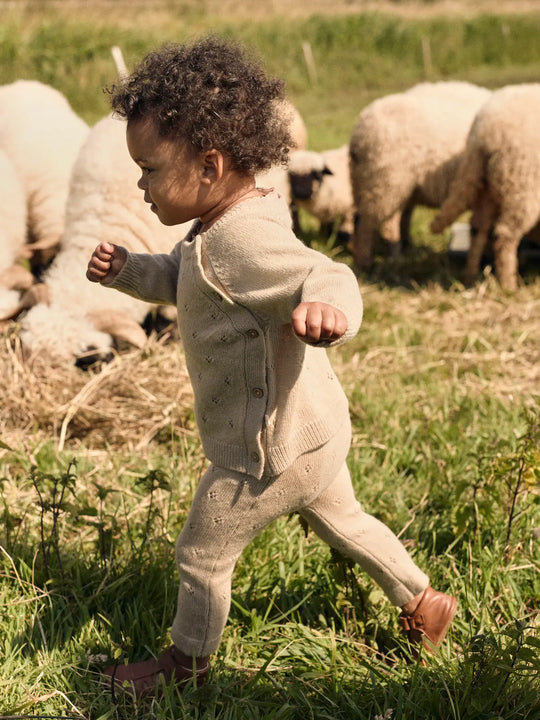 Lil' Atelier Baby WOOL NALIO LS WRAP KNIT - Safari Melange - Torgunns Barneklær AS