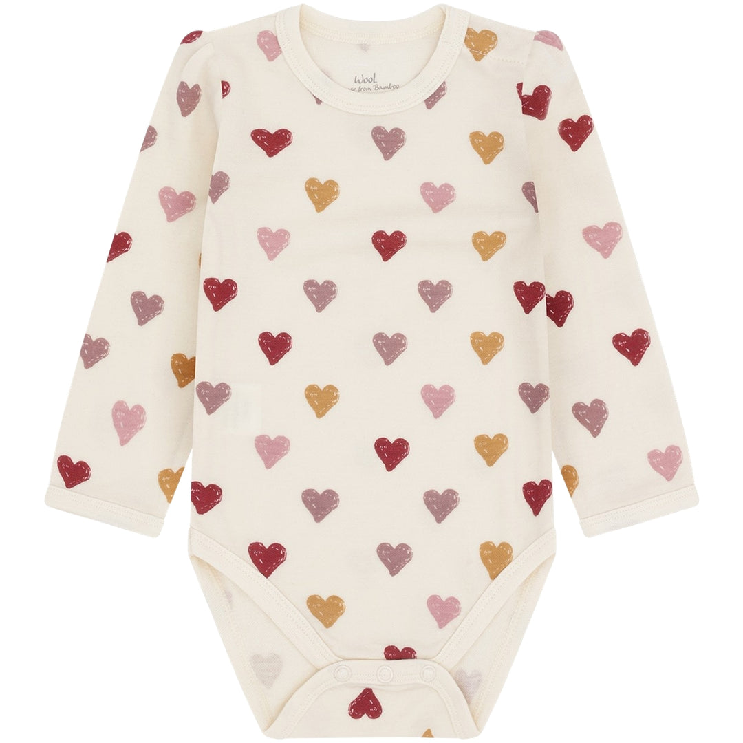 Hust &amp; Claire | Baloo Hearts Puff Body Ull/Bambus – Offwhite