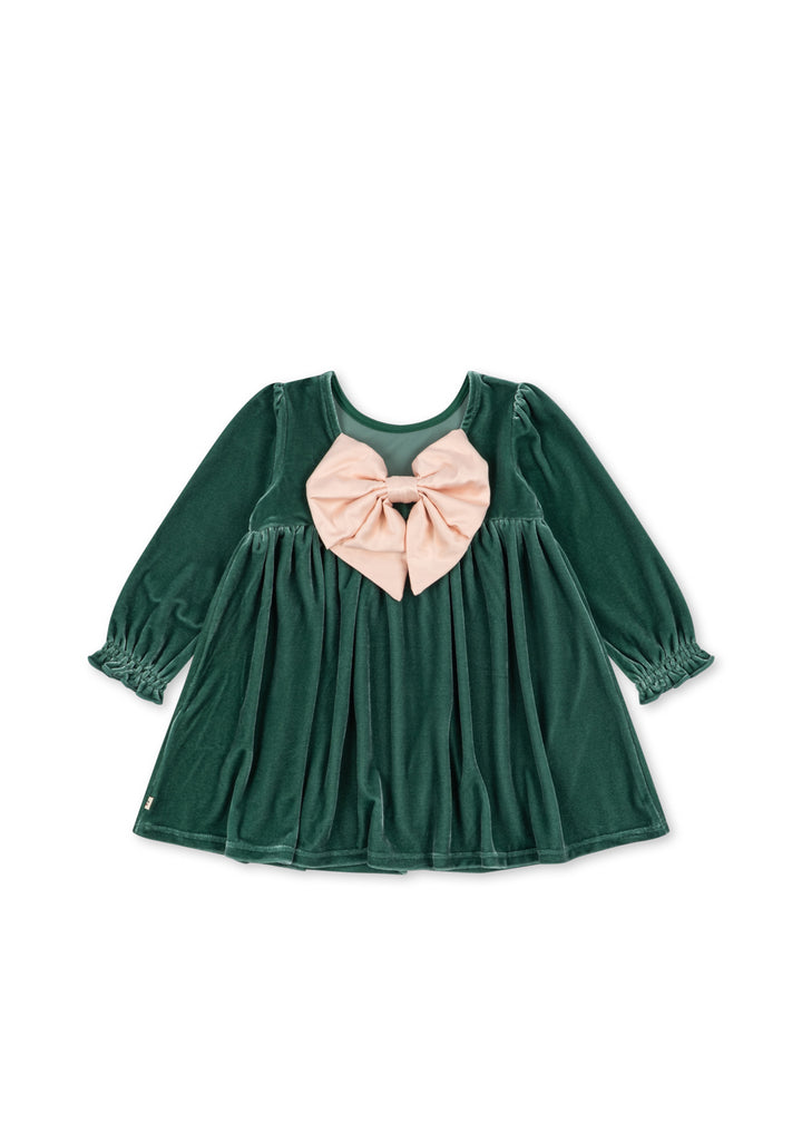 Konges Sløjd | Gia Bow Dress fløyelskjole – Fir