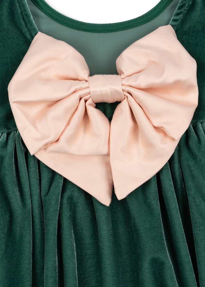 Konges Sløjd | Gia Bow Dress fløyelskjole – Fir