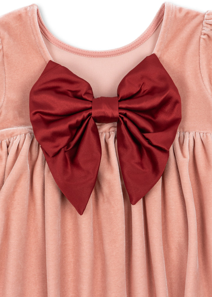 Konges Sløjd | Gia Bow Dress fløyelskjole – Mellow Rose