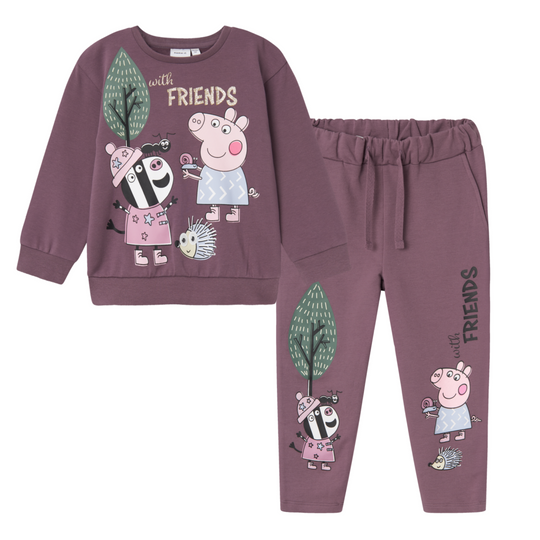 name it mini ORDI PEPPAPIG NREG SWEAT SET - Arctic Dusk