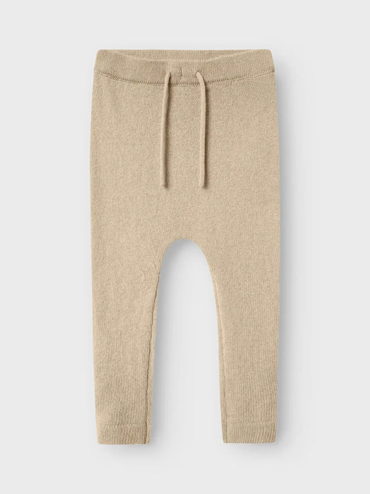 Lil' Atelier Mini WOOL NALIO KNIT PANT - Safari Melange - Torgunns Barneklær AS